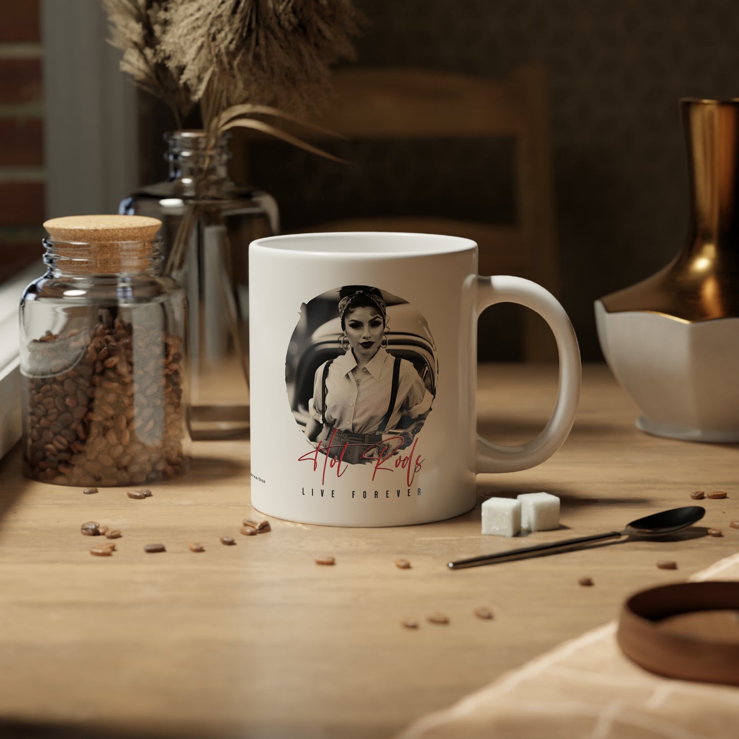 Jumbo Mug Hot Rods Live Forever 24, 20oz, Coffee Cup for Home or Office, Unique Gift for Special Occasions, Coffee Lovers