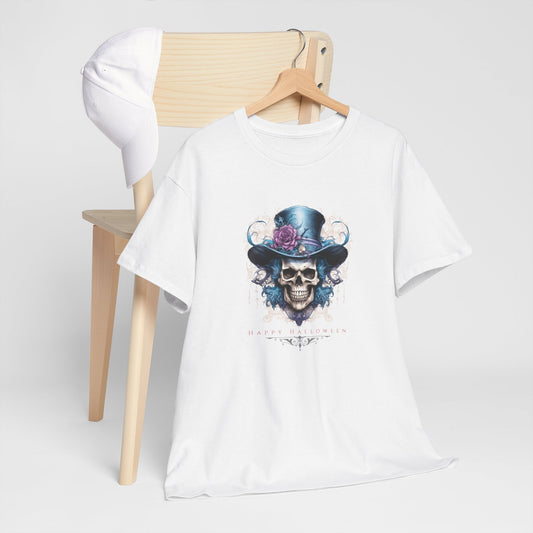 Halloween 025 Skull Hat WB Unisex Heavy Cotton Tee - Gilden 5000