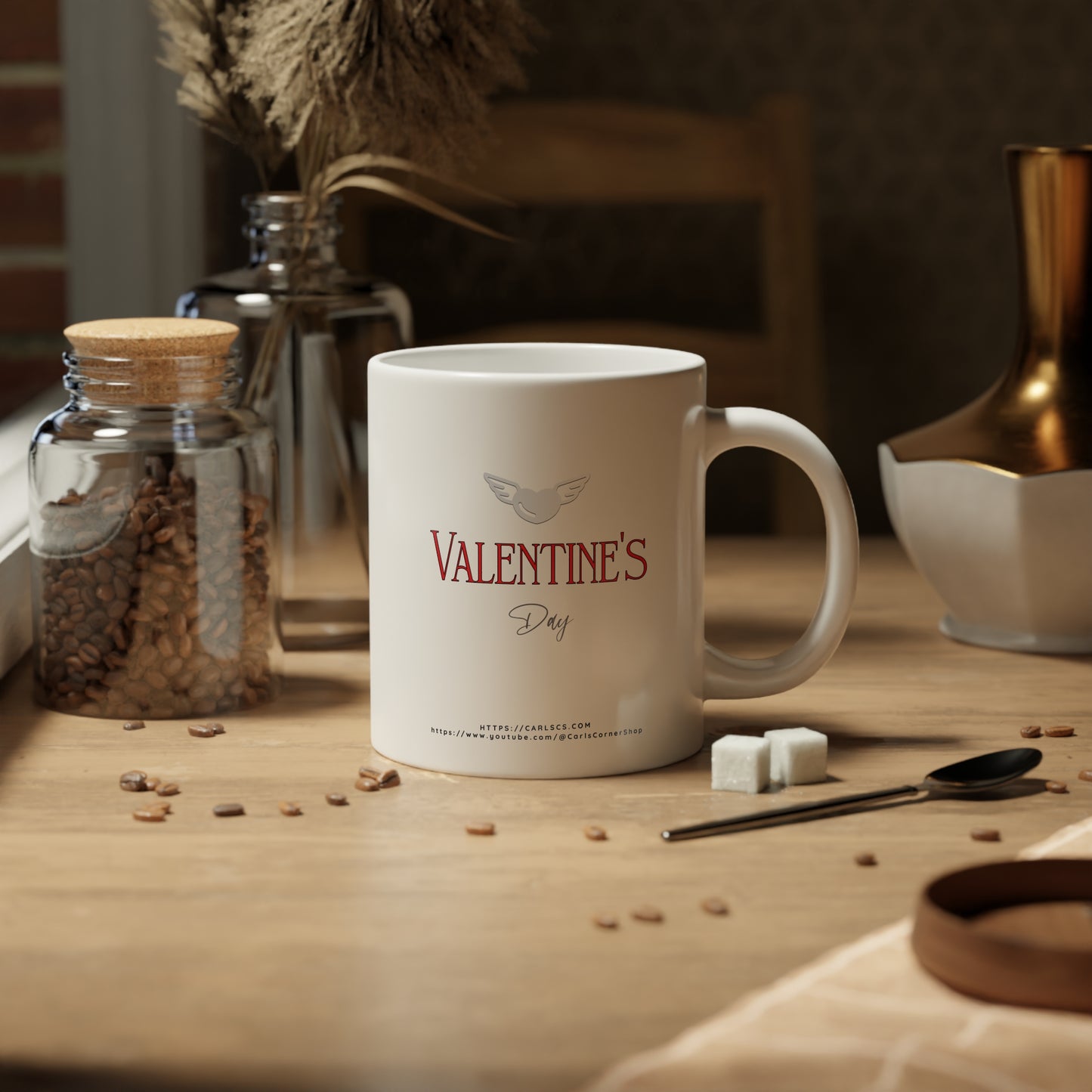 Valentine’s Day Winged Heart Design - Red Text Valentine - Gardener Jumbo Mug - 20oz, Perfect for Coffee Lovers, Birthday, Home Decor