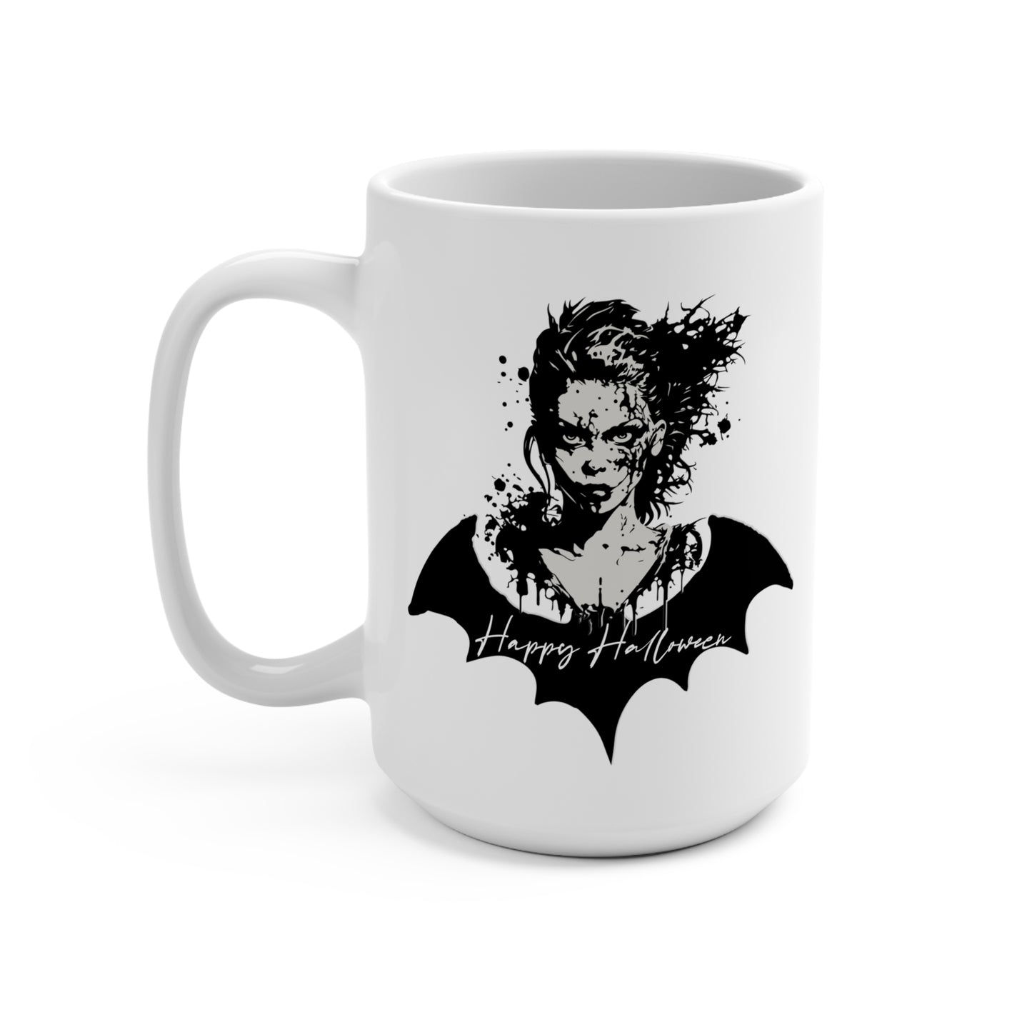 Mug 15oz Halloween Bat Woman 55 - White