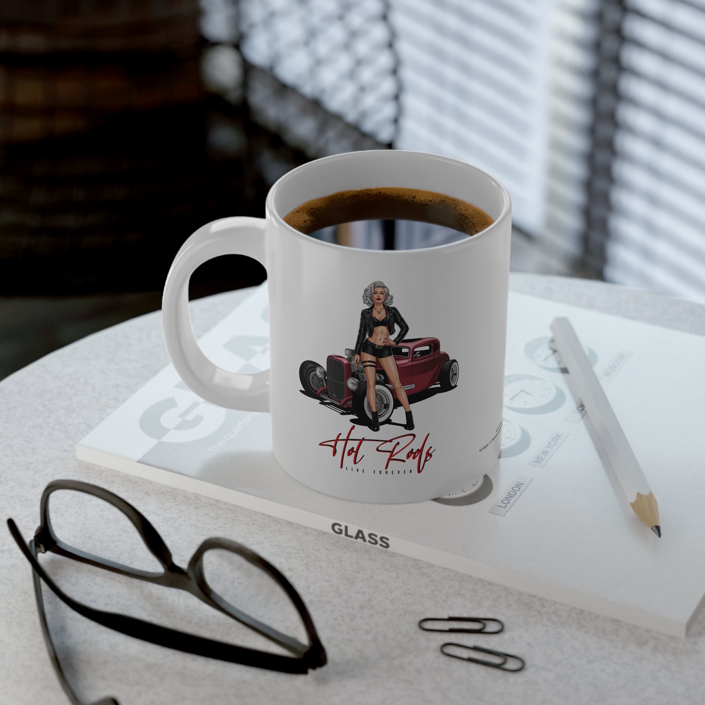 Jumbo Mug Hot Rods Live Forever 46, 20oz, Coffee Cup for Home or Office, Unique Gift for Special Occasions, Coffee Lovers