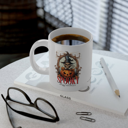 Spooky Pumpkin Skull Halloween Mug – Witchy Aesthetic Coffee Cup for Fall Vibes Jumbo Mug