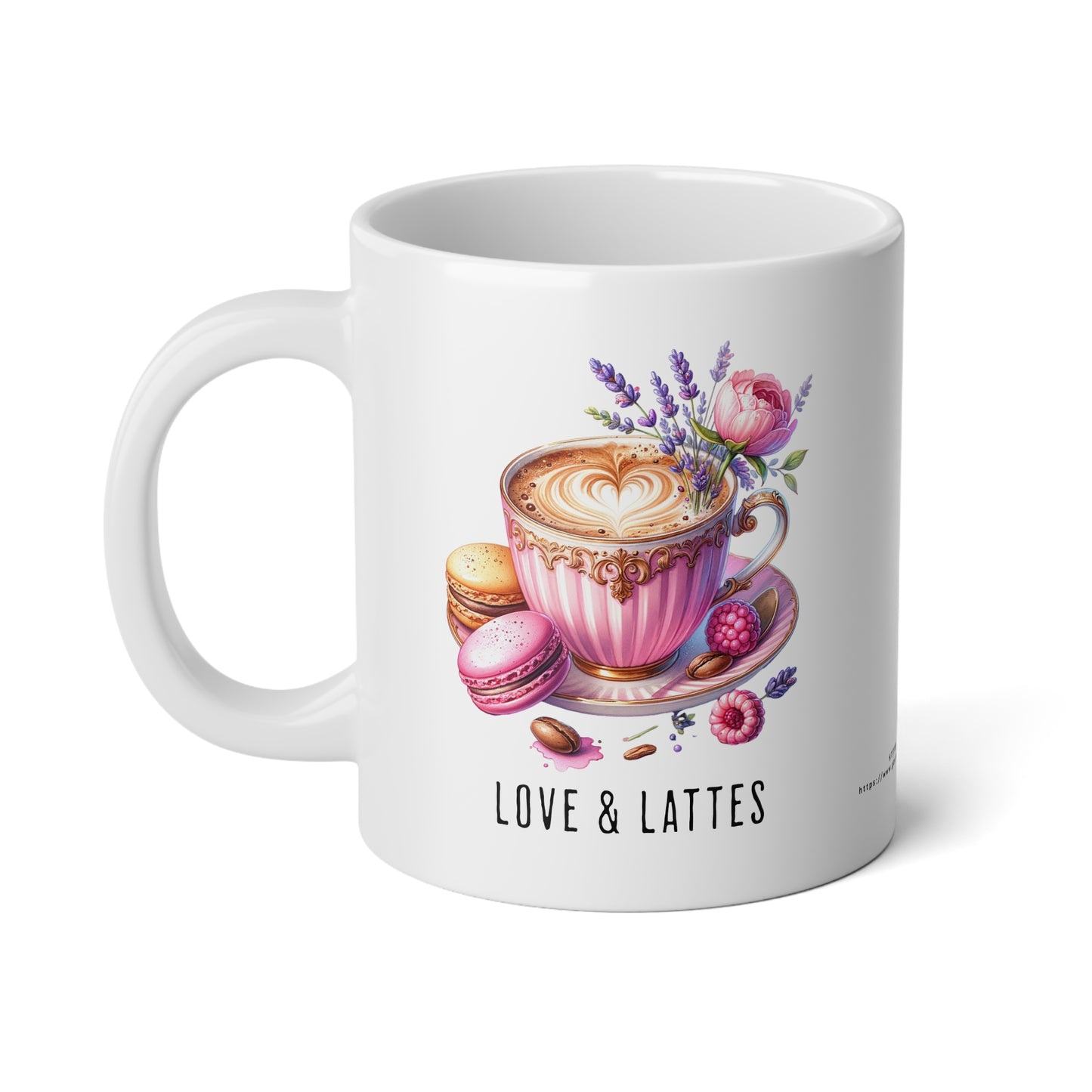 Jumbo Mug Love & Lattes - 04, 20oz, Coffee Cup for Home or Office, Unique Gift for Special Occasions, Coffee Lovers