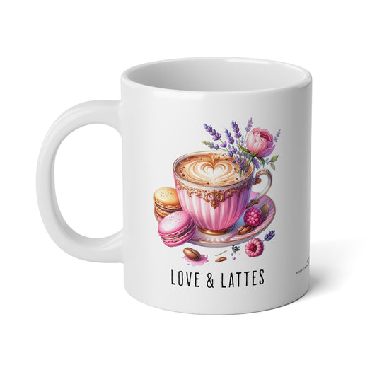 Jumbo Mug Love & Lattes - 04, 20oz, Coffee Cup for Home or Office, Unique Gift for Special Occasions, Coffee Lovers