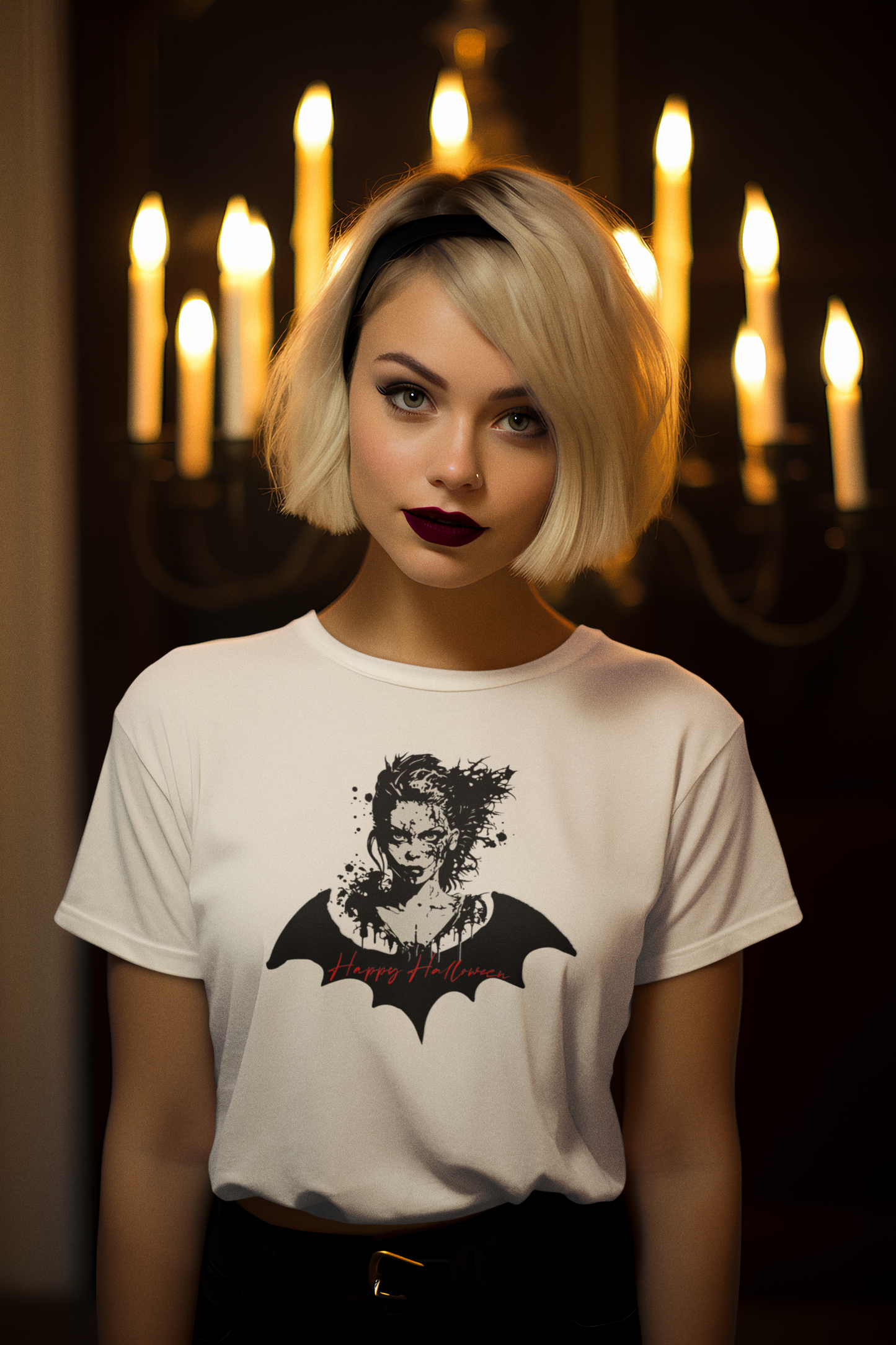 Unisex Heavy Cotton Tee - Halloween Bat Woman 55